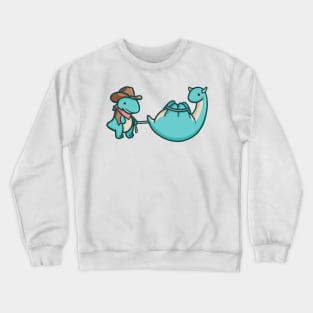 Cute cowboy dinosaur caught cow dino Crewneck Sweatshirt